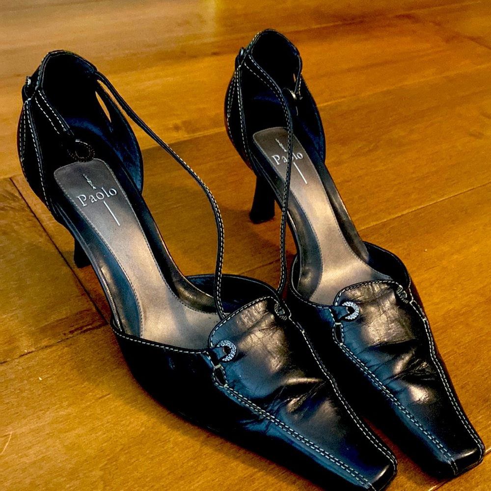 Black leather dress sandals.  8.5 narrow by Linea Paolo
